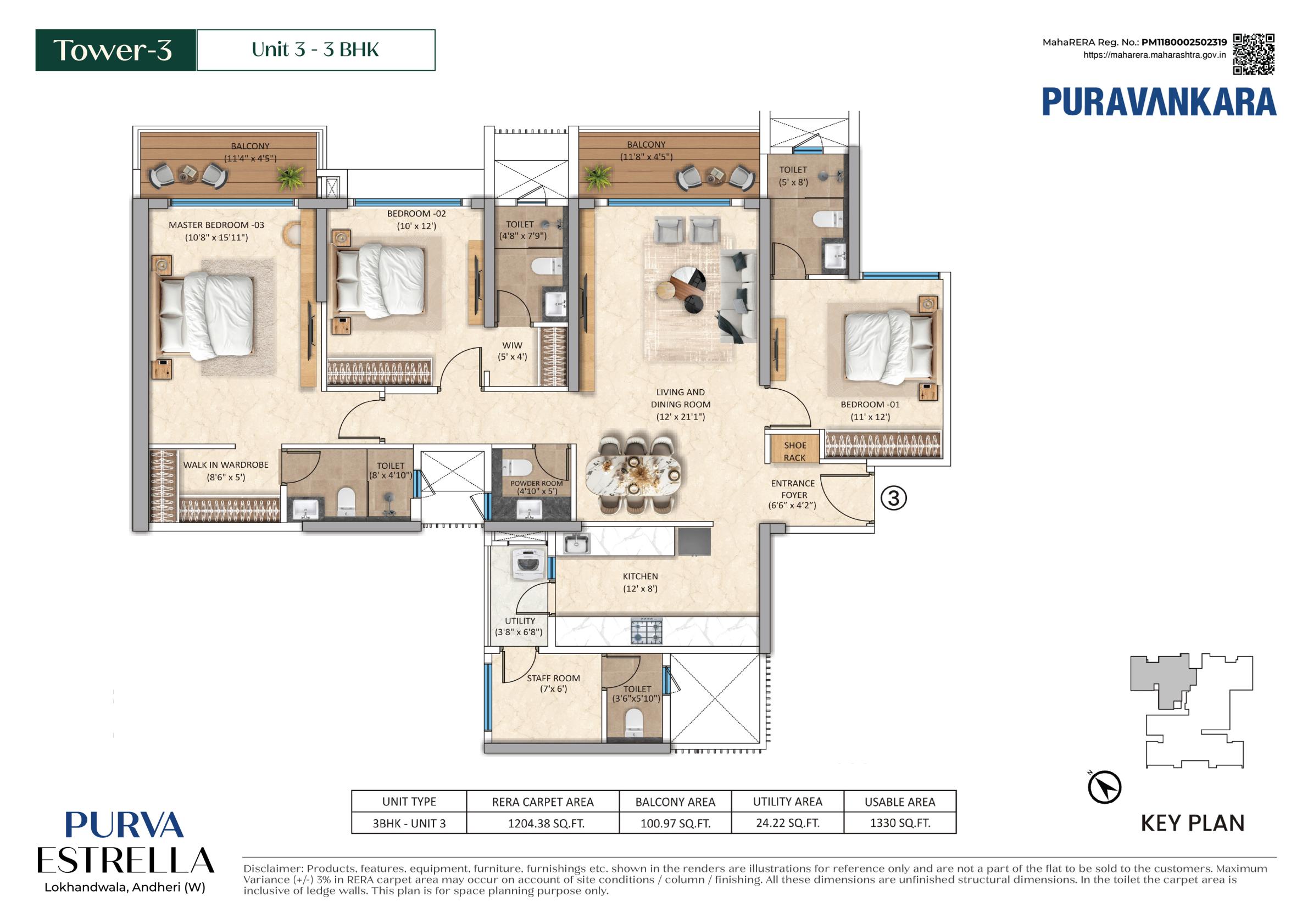 3 BHK Floor Plan